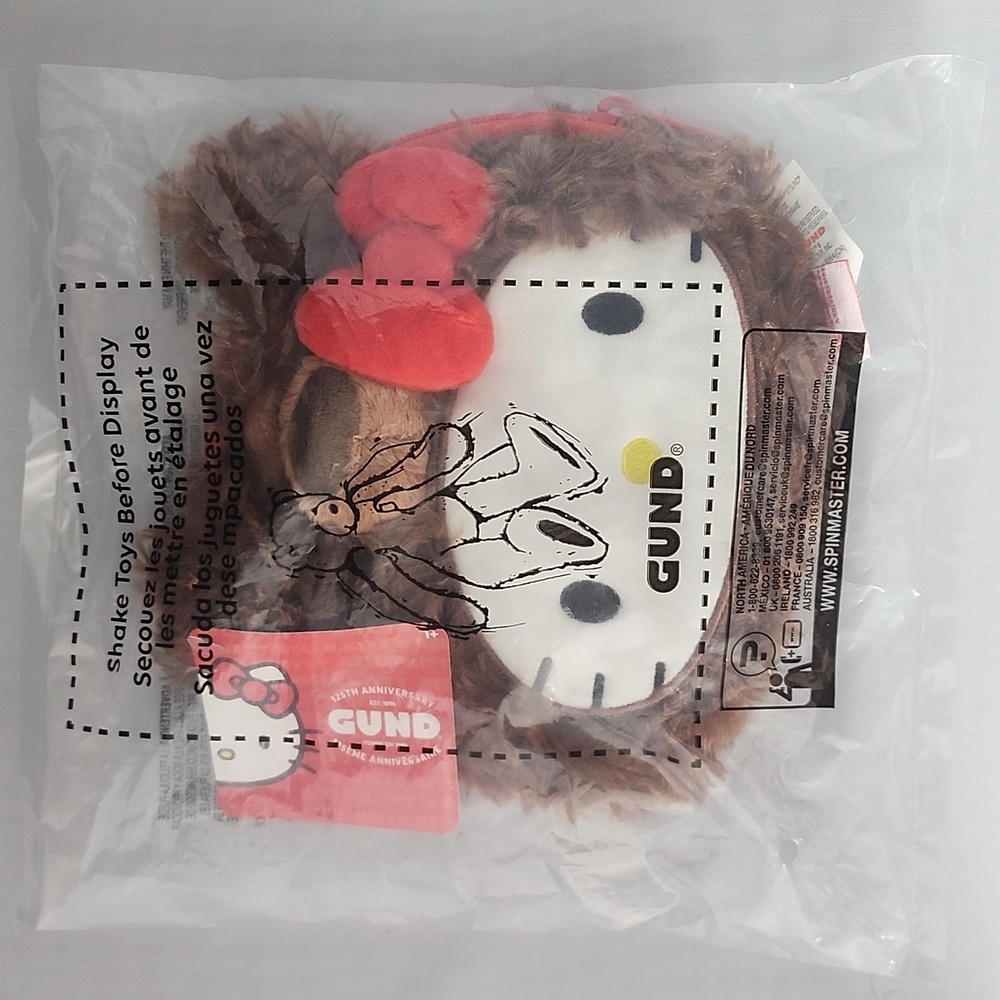 Gund + Sanrio Hello Kitty Philbin Teddy Bear Plush Pouch with Zipper New, Unopen - Picture 7 of 8